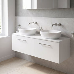 [BFLE122W2] Bramshall 1200mm Wall Hung 2 Drawer Vanity Unit with Worktop, Choice of Colour