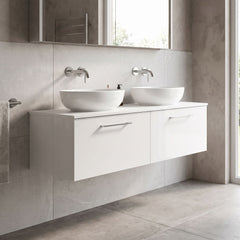 [BFLE122W2] Bramshall 1200mm Wall Hung 2 Drawer Vanity Unit with Worktop, Choice of Colour