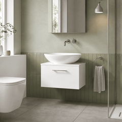 [BFLE122W] Bramshall Contemporary 1 Soft Close Drawer Wall Hung Vanity Worktop Unit, Choice of Size/Colour