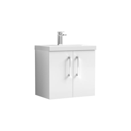 [BFLE123A] Bramshall Contemporary 2 Door Wall Hung Vanity Basin Unit with Mid-Edge Basin, Choice of Size and Colour - Cutout