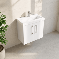 [BFLE123D] Balterley  Contemporary Bathroom 2 Soft Close Door & Thin-Edge Vanity Unit Basin, Gloss White, 600mm - Lifestyle 2