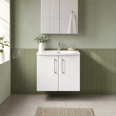 [BFLE123G] Bramshall Contemporary 2 Door Wall Hung Vanity Basin Unit, Choice of Size, Colour and Basin - Studio Shot