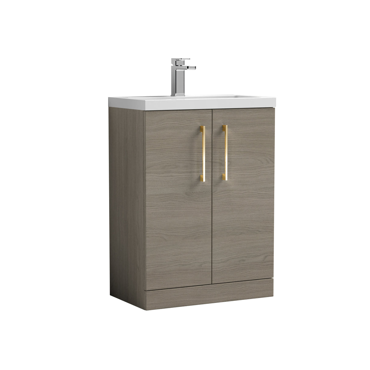 [BFLE123H017] Bramshall Contemporary Compact Floor Standing Vanity Basin Unit with Polymarble Basin, 600mm, Choice of Colour and Handle Finish - Cutout