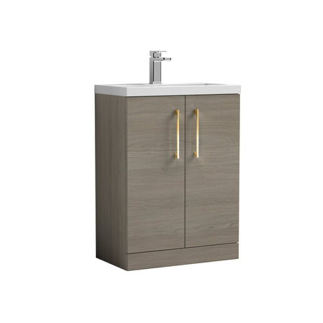 [BFLE123H017] Bramshall Contemporary Compact Floor Standing Vanity Basin Unit with Polymarble Basin, 600mm, Choice of Colour and Handle Finish - Cutout