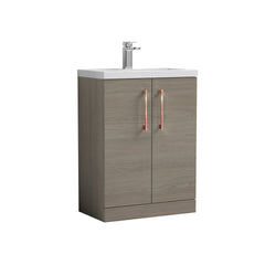 [BFLE123H019] Bramshall Contemporary Compact Floor Standing Vanity Basin Unit with Polymarble Basin, 600mm, Choice of Colour and Handle Finish - Cutout