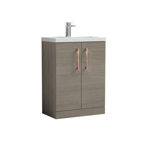 [BFLE123H019] Bramshall Contemporary Compact Floor Standing Vanity Basin Unit with Polymarble Basin, 600mm, Choice of Colour and Handle Finish - Cutout