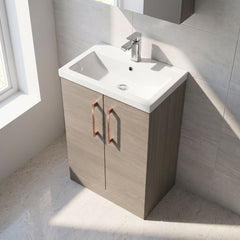 [BFLE123H019] Bramshall Contemporary Compact Floor Standing Vanity Basin Unit with Polymarble Basin, 600mm, Choice of Colour and Handle Finish - Lifestyle 2