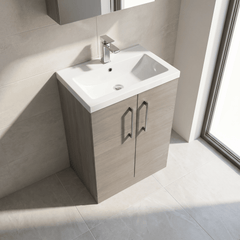 [BFLE123H716] Bramshall Contemporary Compact Floor Standing Vanity Basin Unit with Polymarble Basin, 600mm, Choice of Colour and Handle Finish - Lifestyle 2