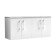 [BFLE123LBG2] Balterley Level 1200mm Wall Hung 4 Door Vanity Unit with Laminate Worktop for Spacious Contemporary Bathroom Storage - Gloss White - Cutout