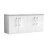 [BFLE123LBG2] Bramshall Wall Hung 4 Door Vanity Unit with Bellato Grey Laminate Worktop, 1200mm, Choice of Colour - Cutout