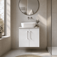 [BFLE123LBG] Bramshall Wall Hung 2 Door Vanity Unit with Bellato Grey Laminate Worktop, 600mm, Choice of Colour - Silo
