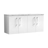 [BFLE123LCM2] Bramshall Contemporary 4 Door Wall Hung Vanity Unit with Carrera Marble Laminate Worktop, 1200mm, Choice of Colour - Cutout
