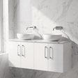 [BFLE123LCM2] Bramshall Contemporary 4 Door Wall Hung Vanity Unit with Carrera Marble Laminate Worktop, 1200mm, Choice of Colour - Silo