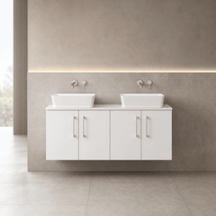 [BFLE123W2] Bramshall Contemporary 4 Door Wall Hung Vanity Unit with Worktop, 1200mm, Choice of Colour