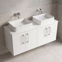 [BFLE123W2] Bramshall Contemporary 4 Door Wall Hung Vanity Unit with Worktop, 1200mm, Choice of Colour