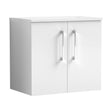 [BFLE123W] Balterley Level 600mm Wall Hung 2-Door Vanity Unit with Worktop, Soft Close Doors, Wall Mounted, 600 x 557 x 383mm, Gloss White - Cutout