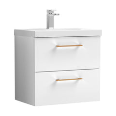 [BFLE124AH019] Bramshall Wall Hung 2 Drawer Vanity Unit with Mid-Edge Ceramic Basin - Choice of Colour, Handle Finish and Size - Cutout
