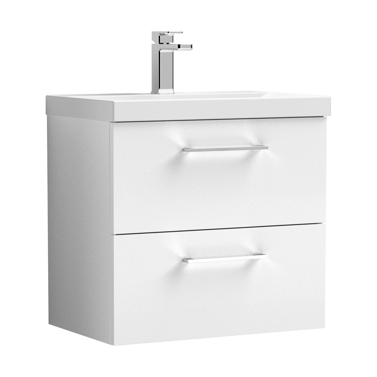 [BFLE124A] Bramshall Wall Hung 2 Drawer Vanity Unit with Mid-Edge Ceramic Basin - Choice of Colour, Handle Finish and Size - Cutout