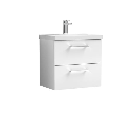 Bramshall Wall Hung 2 Drawer Vanity Unit with Mid-Edge Ceramic Basin - Choice of Colour, Handle Finish and Size