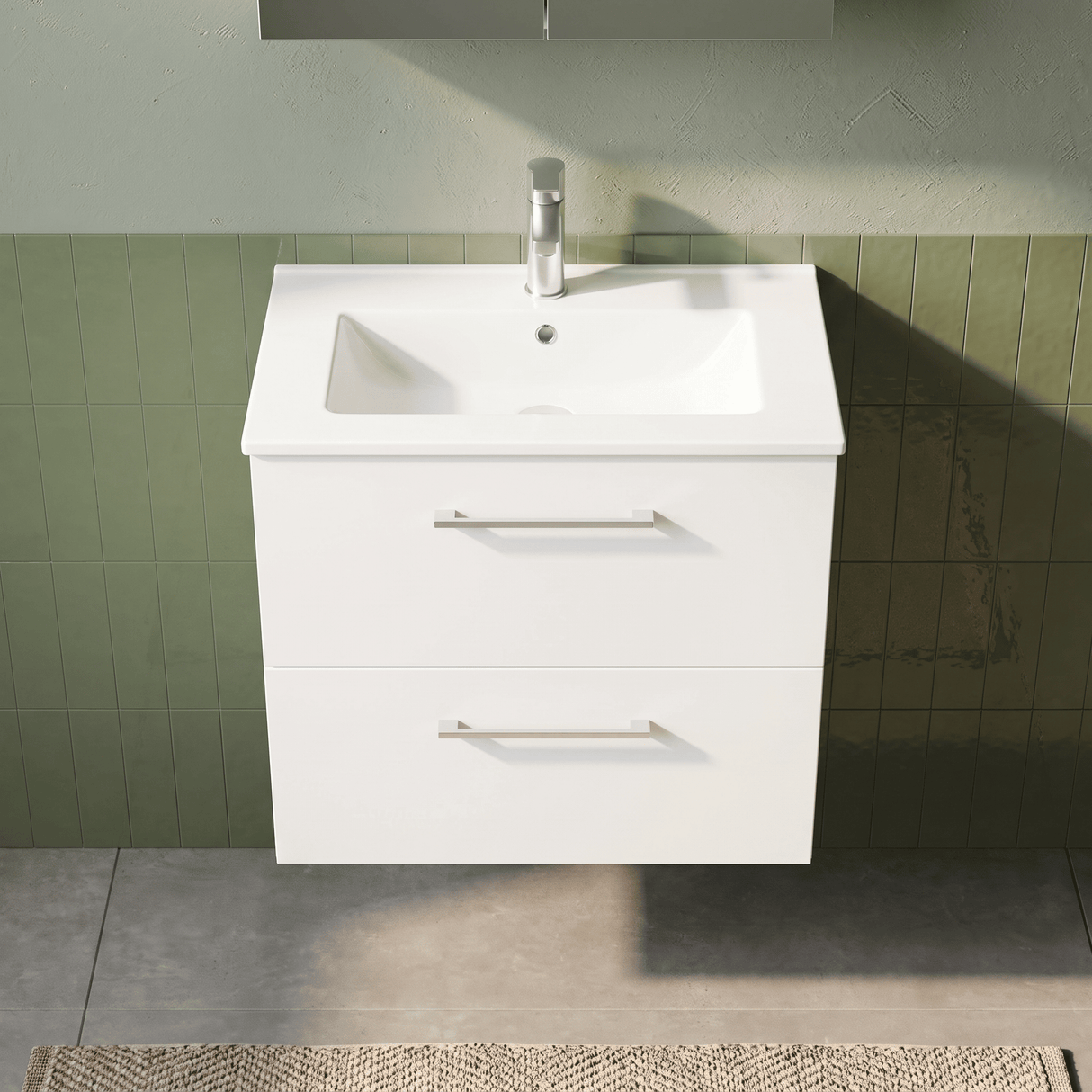 [BFLE124B] Bramshall Contemporary 2 Soft Close Drawer Wall Hung Vanity Unit, Choice of Size/Basin Type/Colour