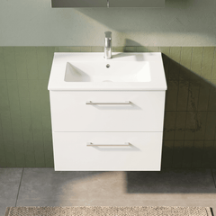 [BFLE124B] Bramshall Contemporary 2 Soft Close Drawer Wall Hung Vanity Unit, Choice of Size/Basin Type/Colour