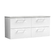 [BFLE124LBG2] Balterley Level 1200mm Wall Hung 4 Drawer Vanity Unit & Laminate Worktop for Spacious Contemporary Bathroom Storage - Gloss White - Cutout