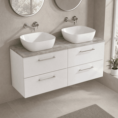 [BFLE124LBG2] Bramshall Wall Hung 4 Drawer Vanity Unit with Bellato Grey Laminate Worktop, 1200mm, Choice of Colour