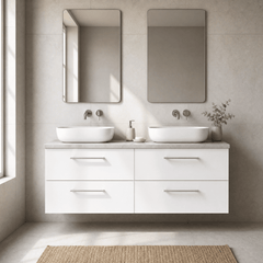 [BFLE124LBG2] Bramshall Wall Hung 4 Drawer Vanity Unit with Bellato Grey Laminate Worktop, 1200mm, Choice of Colour - Silo