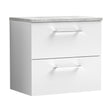 [BFLE124LBG] Balterley Level 600mm Wall Hung 2 Drawer Vanity Unit with Laminate Worktop for Compact Contemporary Bathroom Storage - Gloss White - Cutout