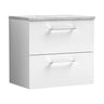 [BFLE124LBG] Bramshall Contemporary 2 Drawer Wall Hung Vanity Unit with Bellato Grey Laminate Worktop, Choice of Size and Colour - Cutout