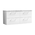 [BFLE124LCM2] Balterley Level 1200mm Wall Hung 4 Drawer Vanity Unit & Laminate Worktop for Spacious Contemporary Bathroom Storage Gloss White - Cutout