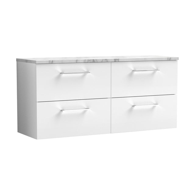 [BFLE124LCM2] Balterley Level 1200mm Wall Hung 4 Drawer Vanity Unit & Laminate Worktop for Spacious Contemporary Bathroom Storage Gloss White - Cutout