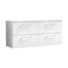 [BFLE124W2] Bramshall Contemporary 4 Drawer Wall Hung Vanity Unit with Worktop, 1200mm, Choice of Colour - Cutout