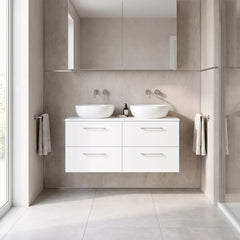 [BFLE124W2] Bramshall Contemporary 4 Drawer Wall Hung Vanity Unit with Worktop, 1200mm, Choice of Colour