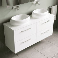 [BFLE124W2] Bramshall Contemporary 4 Drawer Wall Hung Vanity Unit with Worktop, 1200mm, Choice of Colour