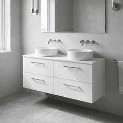 [BFLE124W2] Bramshall Contemporary 4 Drawer Wall Hung Vanity Unit with Worktop, 1200mm, Choice of Colour