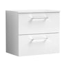[BFLE124W] Bramshall Contemporary 2 Soft Close Drawer Wall Hung Vanity Unit with Worktop, Choice of Size and Colour - Cutout