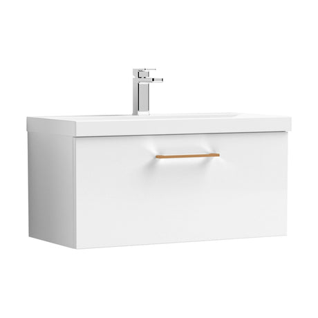 [BFLE125AH019] Bramshall Wall Hung 1 Drawer Vanity Unit with Mid-Edge Ceramic Basin - Choice of Colour, Handle Finish and Size - Cutout