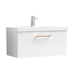 [BFLE125AH019] Bramshall Wall Hung 1 Drawer Vanity Unit with Mid-Edge Ceramic Basin - Choice of Colour, Handle Finish and Size - Cutout