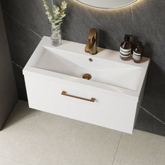 [BFLE125AH1516] Bramshall Wall Hung 1 Drawer Vanity Unit with Mid-Edge Ceramic Basin 800mm - Lifestyle 2