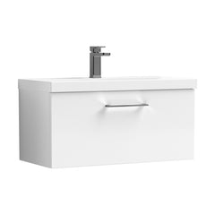 [BFLE125AH716] Bramshall Wall Hung 1 Drawer Vanity Unit with Mid-Edge Ceramic Basin - Choice of Colour, Handle Finish and Size - Cutout
