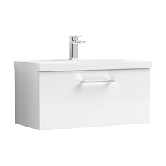 [BFLE125A] Bramshall Wall Hung 1 Drawer Vanity Unit with Mid-Edge Ceramic Basin - Choice of Colour, Handle Finish and Size - Cutout