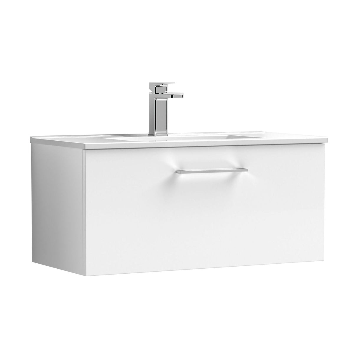 [BFLE125B] Bramshall Contemporary 1 Soft Close Drawer Wall Hung Vanity Unit, Choice of Size/Basin Type/Colour - Cutout