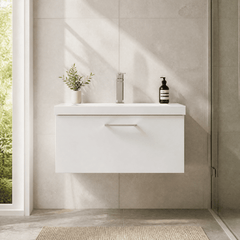 [BFLE125D] Bramshall Contemporary 1 Soft Close Drawer Wall Hung Vanity Unit, Choice of Size/Basin Type/Colour - Silo
