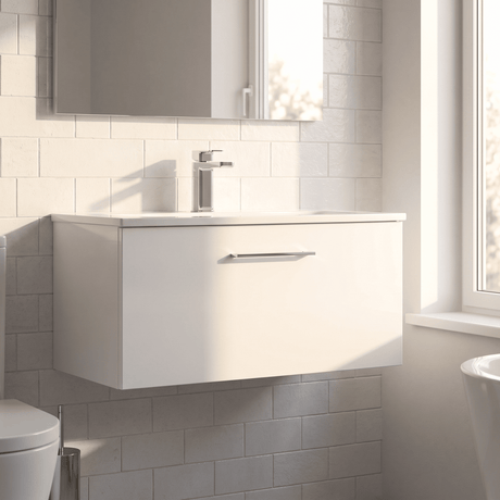 [BFLE125G] Bramshall Contemporary 1 Soft Close Drawer Wall Hung Vanity Unit, Choice of Size/Basin Type/Colour - Silo