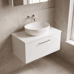 [BFLE125W] Bramshall Contemporary 1 Soft Close Drawer Wall Hung Vanity Worktop Unit, Choice of Size/Colour