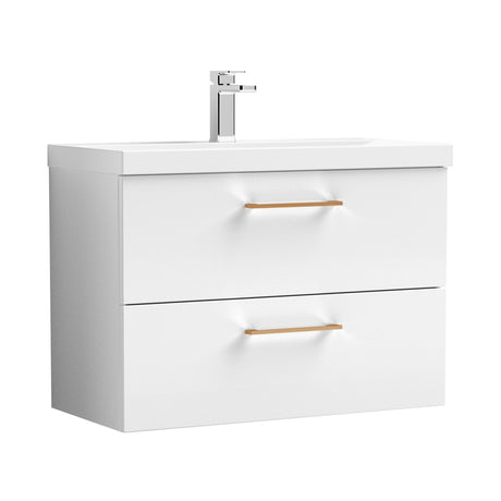 Bramshall Wall Hung 2 Drawer Vanity Unit with Mid-Edge Ceramic Basin - Choice of Colour, Handle Finish and Size