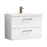 Wall Hung 2 Drawer Vanity Unit with Mid-Edge Ceramic Basin - Choice of Colour, Handle Finish and Size