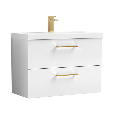 Bramshall Wall Hung 2 Drawer Vanity Unit with Mid-Edge Ceramic Basin - Choice of Colour, Handle Finish and Size
