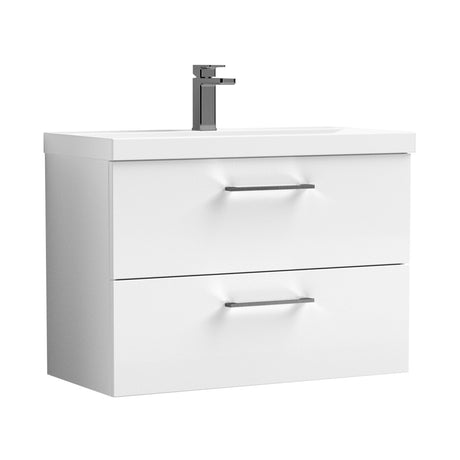 Bramshall Wall Hung 2 Drawer Vanity Unit with Mid-Edge Ceramic Basin - Choice of Colour, Handle Finish and Size